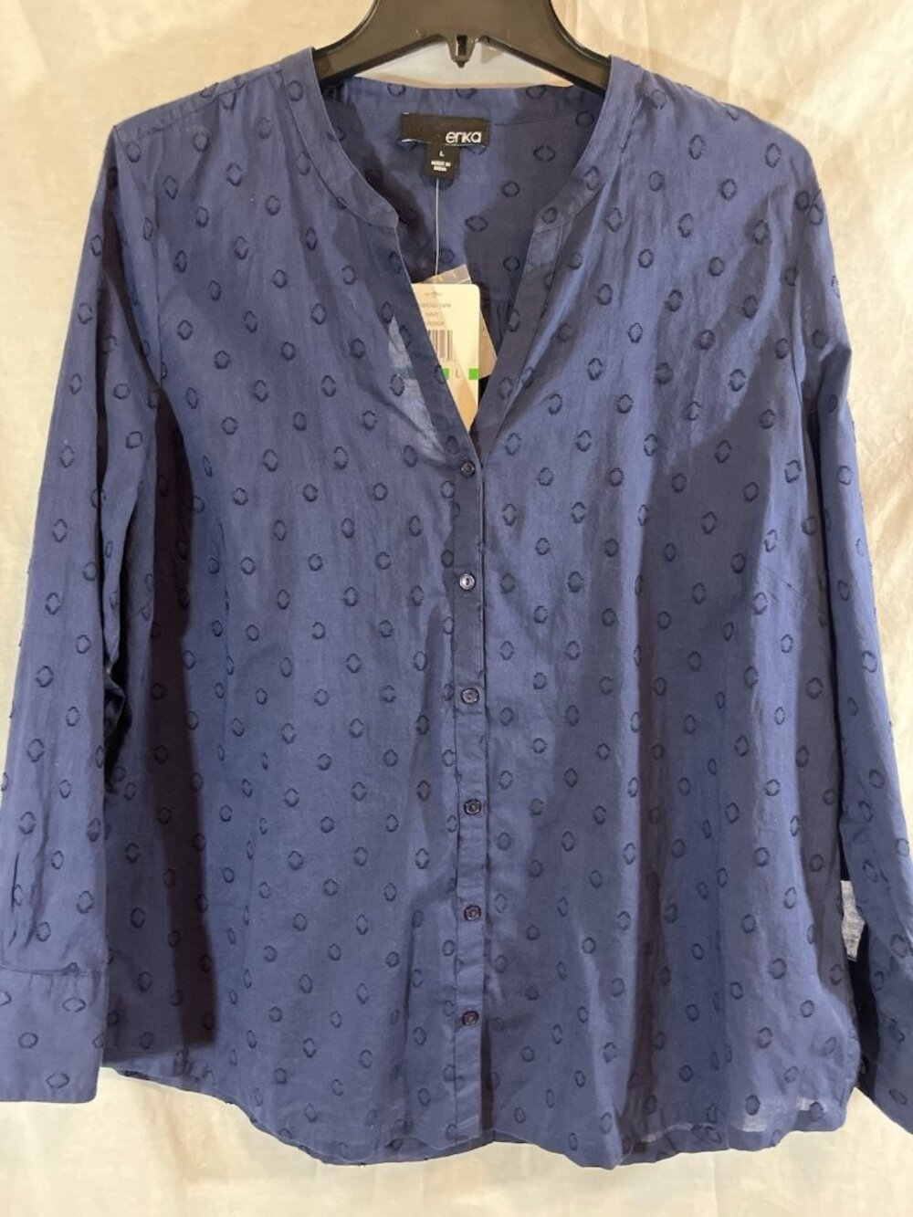 Erika Women’s NWT Large Navy Carleigh Button Up Blouse